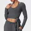 Moda Transfronteiriça Escovada Macacão Longo de Manga Longa com Alça para Yoga Personalizado Roupa de Yoga para Esportes ao Ar Livre de Alta Qualidade