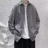 Camisa de chaqueta para hombre, estilo coreano, moderna, casual, talla grande, corte holgado, para primavera y otoño, camisa de manga larga, top para hombre