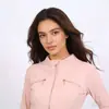 Jaqueta LULU DF com gola alta e logo, em estoque para entrega imediata, justa ao corpo, respirável, elástica, com zíper dourado, para fitness e esportes