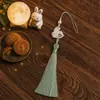 Colgante de borla de acetato de Conejo de Jade Blanco de Mediados de Otoño, Borla Graduada de Nicho Estilo Chino, Colgante de Borla Festivo de Mediados de Otoño