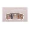Uñas Postizas Portátiles en un Estilo Dulce y Fresco con Degradado Ovalado Rosa Nude, Bloques de Color Azul y Dorado, Uñas Postizas Francesas con Estrellas y Lunares