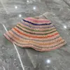 Chapéu de Pescador Colorido Arco-Íris com Gancho de Mão Estilo Coreano Grama de Papel Verão Respirável Proteção Solar Chapéu de Sol Feminino Estilo Universitário