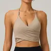 Sutiã Esportivo Europeu e Americano de Amarrar no Pescoço para Mulheres Secagem Rápida Escovado Macio Costas Nuas Alças Finas Cruzadas Respirável Fitness Yoga Camisola