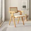 Mesa y Sillas de Comedor Retro Francesas de Madera Maciza Silla de Comedor con Respaldo Estilo Mid-Century Casual Hogar Hotel Silla de Ratán Taburete para Influencers