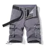 Pantalones Cortos de Trabajo para Hombre 2025 Verano Nuevo Estilo Lavados Color Sólido Multibolsillos Pantalones Casuales Algodón Puro Pantalones Deportivos de Seis Puntos para Hombre