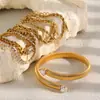 Estilo Ins de Moda Europeo y Americano Personalidad de Nicho Versátil Pulsera de Acero Inoxidable Chapada en Oro de 18K Cadena Retorcida Pulsera de Circonita para Mujer