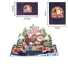 Tarjeta de Saludo Estéreo Navideña, Árbol de Navidad Colorido, Talla de Papel Hecha a Mano Creativa, Mensaje de Bendición de Gratitud, Tarjeta con Sobre al por Mayor