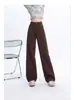 Jeans de Pierna Ancha de Tiro Alto Forrados de Polar Color Marrón Melard para Mujer, Primavera Talla Grande Ajuste Holgado, Adelgazantes, Pantalones Rectos de Nicho
