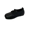 Mocasines de cordones estilo francés para mujer, nueva colección otoño 2026, zapatos casuales planos, adecuados para el trabajo, con diseño de puntera profunda, hechos de cuero