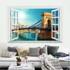 Comercio Exterior Estéreo Imitación Ventana Falsa Ventana Paisaje Torre del Reloj de Londres Pegatinas de Pared Pegatinas Sala de Estar Dormitorio Entrada Pegatinas de Papel Tapiz