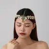 Moderna Headdress de Personalidad de Nicho Retro Accesorios para el Cabello con Pedrería Bohemia Europea y Americana Estilo Étnico Cadena para la Frente con Borla de Temperamento