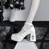 Noche de Brujas Zapatos Pequeños de Cuero Negros Completamente Elegantes Originales Y2K Subcultura Spice Girls Punk Tacón Alto Zapatos Lolita