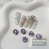 Manicura Cuadrado Gordo Montón de Diamantes Uñas Portátiles Material de Pedrería Cono de Perla Diamante Perlas de Acero Incrustadas con Diamantes Morado Brillante Diamantes Terminados