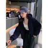 Chaqueta de Estilo Coreano para Primavera y Otoño, Oversize, Estilo Corto, Forrada de Felpa, Sudadera con Capucha Holgada, Cárdigan con Cremallera, Top Versátil
