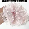 Scrunchie de Renda Floral em Organza Multicamadas Estilo Atmosfera de Verão para um Rabo de Cavalo Baixo na Nuca, Adicionando um Toque Estiloso