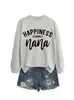 La felicidad es ser sudadera casual suelta simple para mujer de comercio exterior transfronterizo de la lista de deseos de Amazon en stock