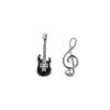 Gato Antiguo Ning Blanco Violín Guitarra Linda Nota de Guitarra Diseño Diamante Brillante Instrumento Musical Asimétrico Pendientes Pequeños