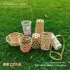 Cesta de bambu copo para bebida tecelagem de bambu cesta de bambu tubo de bambu conjunto de produtos de bambu gaiola para copo copo de chá de leite check-in celebridade da internet manga oca sorvete