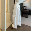 Jeans blancos para mujer petite con dobladillo curvo, nuevo diseño 2026, tiro alto, adelgazantes, holgados, casuales, de pierna ancha