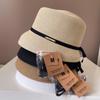 Sombrero con pantalla de lámpara y lazo simple para mujer, sombrero de verano con protector solar y etiqueta de metal, sombrero de lavabo, sombrero parasol para vacaciones en la playa