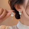 Brincos de Prata 925 Esterlina Esmaltados com Pérola e Flor de Zircônia para Mulheres, Novo Modelo Popular, Brincos Clássicos de Luxo de Alta Qualidade