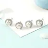 Novos Brincos de Pérola em Formato de Concha C Micro-Incustados Estilo Coreano e Japonês, Brincos Mini Estudante de Concha Branca e Rosa, Venda Direta do Fabricante