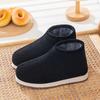 Pantuflas de algodón de invierno para mujer, hechas a mano, de algodón, para hombre, con forro polar, antideslizantes, cálidas, de suela gruesa, para el hogar, para personas de mediana edad y mayores.