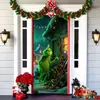 Popular Transfronteiriço Monstro Peludo Verde Grinch Pendurado Capa de Porta Pano de Fundo Decoração de Porta de Casa Pano Pendurado para Atmosfera Festiva Pendurado