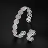Pulseira Anel Aberta de Moda Face Sorridente Cobre Zircônia Retrô Europeia e Americana Anel Pulseira de Temperamento Moda Feminina Estilo Quente Transfronteiriço