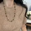 Collar Colgante Gota de Agua Piedra Ojo de Tigre Maillard Estilo Hong Kong Moda Versátil Cadena para Suéter Joyería de Nicho Venta al por Mayor