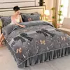 Invierno Espesado 8.5 Jin Juego de Cuatro Piezas de Vellón de Leche Juego de Tres Piezas Cálido de Vellón Sable Dorado por Ambos Lados Funda de Edredón de Vellón de Cristal Faldón de Cama