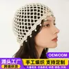 Gorro Tejido Calado con Cuentas Puro Hecho a Mano Transfronterizo para Mujer, Estilo Bohemio, Gorro de Punto Fino y Transpirable