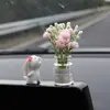 Adornos Creativos para Coche, Lindo Conejo Flor Perfumada para Coche, Mesa de Control Central de Pantalla, Decoración Interior de Coche, Objetos Divertidos, Diosa Popular de Internet