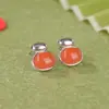 Yuebao Joyería Plata de Ley S925 Roja del Sur Superficie de Huevo Rojo Agua Pendientes de Gama Alta Pendientes de Diseño Nicho Personalizados
