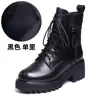 Botas Martin nuevas de suela gruesa para mujer de comercio exterior transfronterizo, botines cortos de cuero suave de tacón medio para otoño e invierno, botas de nieve de felpa con suela gruesa