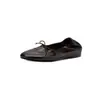 Sapatos rasos de pele de cordeiro de primeira camada para mulheres, sapatos de sola única de corte baixo, novos estilos outono/inverno, couro genuíno por dentro e por fora, bico redondo, laço, sapatos de sola única confortáveis para mulheres