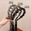 Faixa de Cabeça com Laço Estilo Retro Hong Kong para Mulheres, Faixa de Cabeça Integrada com Lenço de Seda para Prender o Cabelo, Novo Estilo de Verão Grampo de Cabelo Alto Acessório de Cabelo