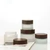 Tarro de Crema de Vidrio Cosmético 10g Capacidad Pequeña Crema para Ojos Dispensador de Crema Viaje 30g Tapa con Grano de Madera