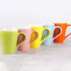 Taza de Café Jugo Estilo Coreano, Taza de Leche de Color Caramelo, Taza de Regalo para el Hogar Fresca y Sencilla con Logo Grabado, Cerámica