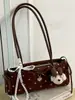 Novo Modelo 2026: Bolsa Única Estilo Coreano com Bolinhas Doces para Axila Feminina, Bolsa Baguete Elegante de Renda com Laço de Ombro Único