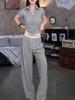 24155 Da Ai Mei Yi Yuan Verano 2026 Nuevo Elegante Cuello Camisero Manga Corta Casual Pantalón Recto Moda Juvenil Ropa para Mujer