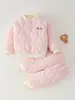 Conjunto de roupas de algodão para bebê, agasalho de inverno para bebês, espessado, quente, forrado com fleece, peças acolchoadas separadas, jaqueta e calça de algodão para crianças