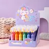 Caneta Highlighter Unicórnio com Selo Cola Macia Desenho Cartoon Estudante Graffiti Seis Cores Caneta de Caderno Papelaria Criativa