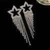 Brincos de Franja Estrela de Canto com Zircônia Agulha de Prata Feminino Estilo Coreano Nicho Moda Design Stud de Orelha Versátil Elegante Orelha Totalmente de Diamante