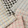 Tela de Cuadros Tejido Grueso con Hilo Plateado, Tela de Tweed Brillante, Tela Sencilla para Abrigo de Mujer de Otoño e Invierno