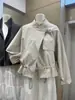 Estilo Europeo 2026 Primavera/Otoño Nueva Moda Casual Dobladillo con Cordón Cuello Alto Corta Holgada Chaqueta Cortavientos Mujer