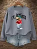 Sudadera con Estampado de Letras Rapper Bear Los Angeles para Mujer, Holgada, Cuello Redondo, Streetwear, Hip-Hop, Sudadera