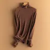 Suéter de Cashmere com Gola Alta para Mulheres, 100% Cashmere de Cabra, Cor Sólida, Manga Longa, Modelagem Justa, Tricô Emagrecedor Pulôver, Suéter Base