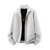 2026 Nueva Chaqueta Cardigan Deportiva Casual al Aire Libre para Hombre de Color Sólido con Cuello Alto Holgada Tallas Grandes Otoño/Invierno Transfronteriza