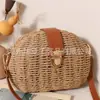 Bolso bandolera de ratán tridimensional fresco y elegante, nuevo bolso de paja con cierre de moda, bolso tejido versátil de color liso